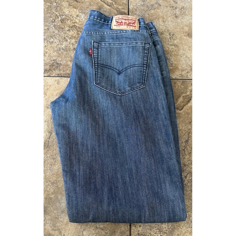 Levis 514 Jeans Mens 32x32 Slim Straight Blue Denim Pants 100% Cotton - Picture 1 of 7